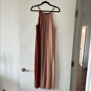 Theory Pink and Brown Maxi Dress with Elegant Silhouette